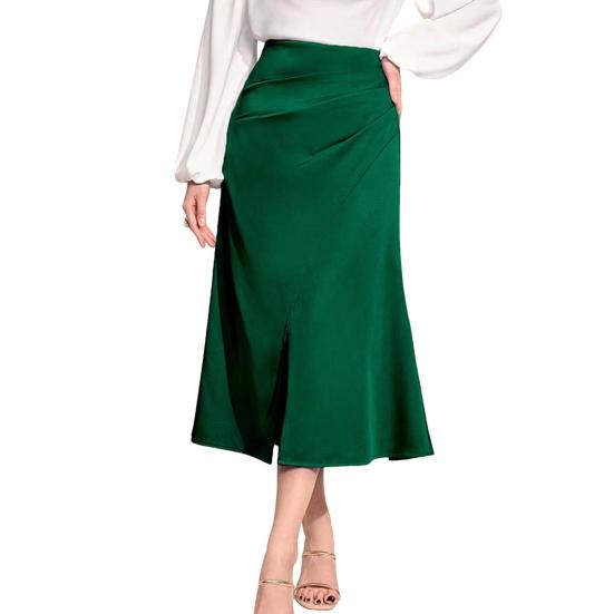 Женская юбка с высокой талией, однотонная, универсальный стиль, плиссированная юбка, утягивающий дизайн