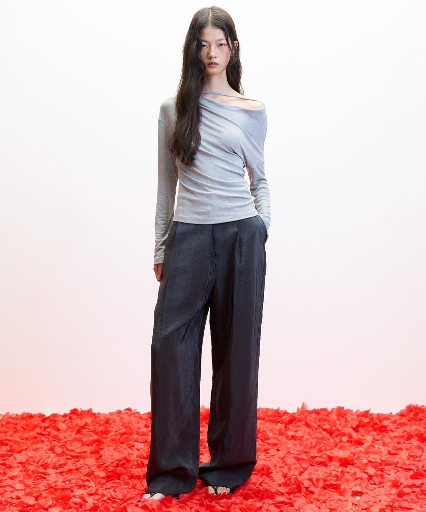 HAE BY HAEKIM [Atelier] Топ с драпировкой на бретельках_Серый