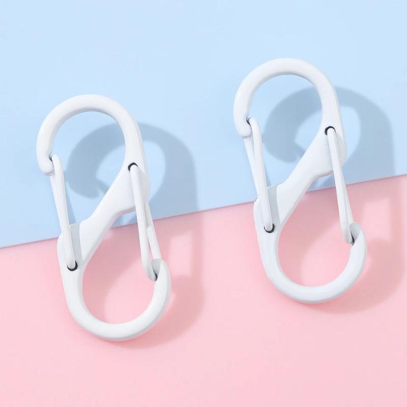 4pcs S Type Colorful Alloy Paint Spring Buckle Carabiner Anti-Theft Mini Keychain Hook Backpack Outdoor Hanging Connection Ring