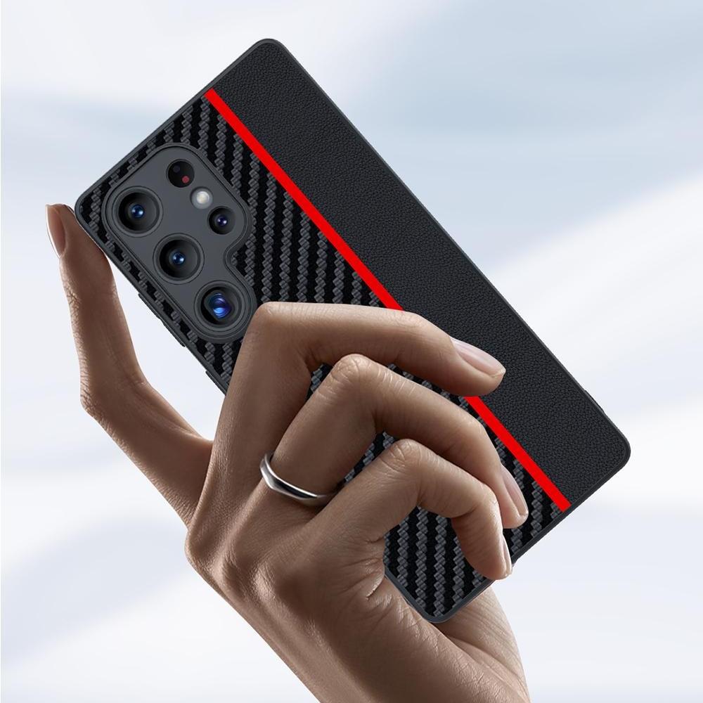 Для Samsung Galaxy S25 Ultra чехол кожа + ПК жесткий чехол для телефона текстура углеродного волокна