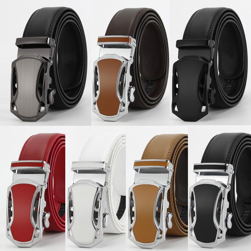 New Style of Men's Real Cowhide Belt Automatic Buckle Multi Color Business and Casual Second Layer Cowhide Belt