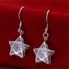 925 Sterling Silver Classic Star Crystal Earrings Charm for Women Jewelry Fashion Wedding Engagement Party Gift