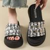 Big Crystal Chunky Platform Wedge Sandals Women Summer 2025 Thick Bottom Shiny Gem Slides Woman Slip On Mules Sandalias De Mujer