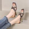 Женские тапочки и женские сандалии Стразы Слайды Открытый носок Клиновидный каблук Обувь Сексуальный леопардовый принт Низкая цена Дизайнерская роскошь 39