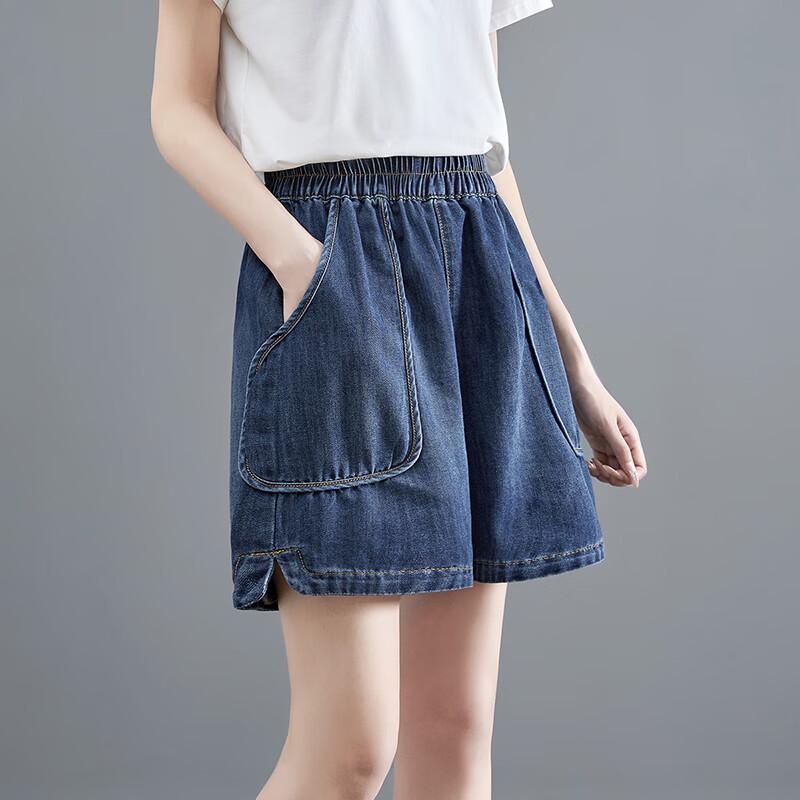Women's Loose-Fit High-Waist Washed Denim Shorts with Big Pockets