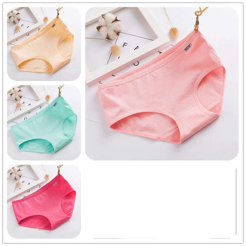 4 Pcs Women's Panties Cotton Girls' Panties Light and Breathable Trunks