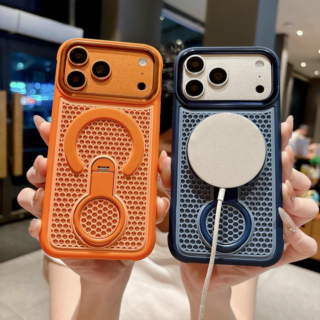iPhone18PROMAX теплоотводящий чехол с магнитной фиксацией и вращающимся держателем, чувствительный к температуре, защитный чехол для Apple 17