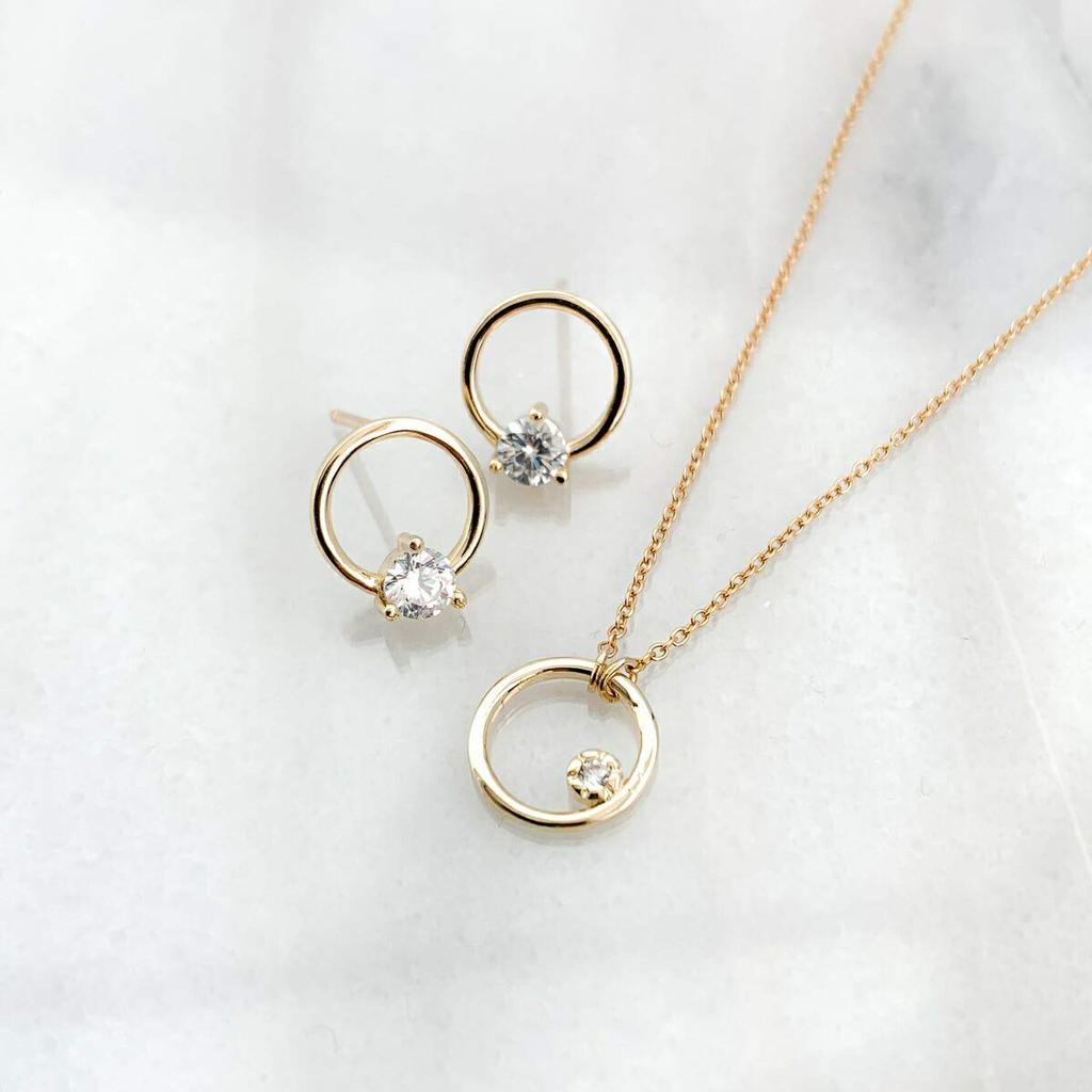 [Naot Jewelry] Женское колье с кубическим цирконием, золотое колье-круг с кубическим цирконием