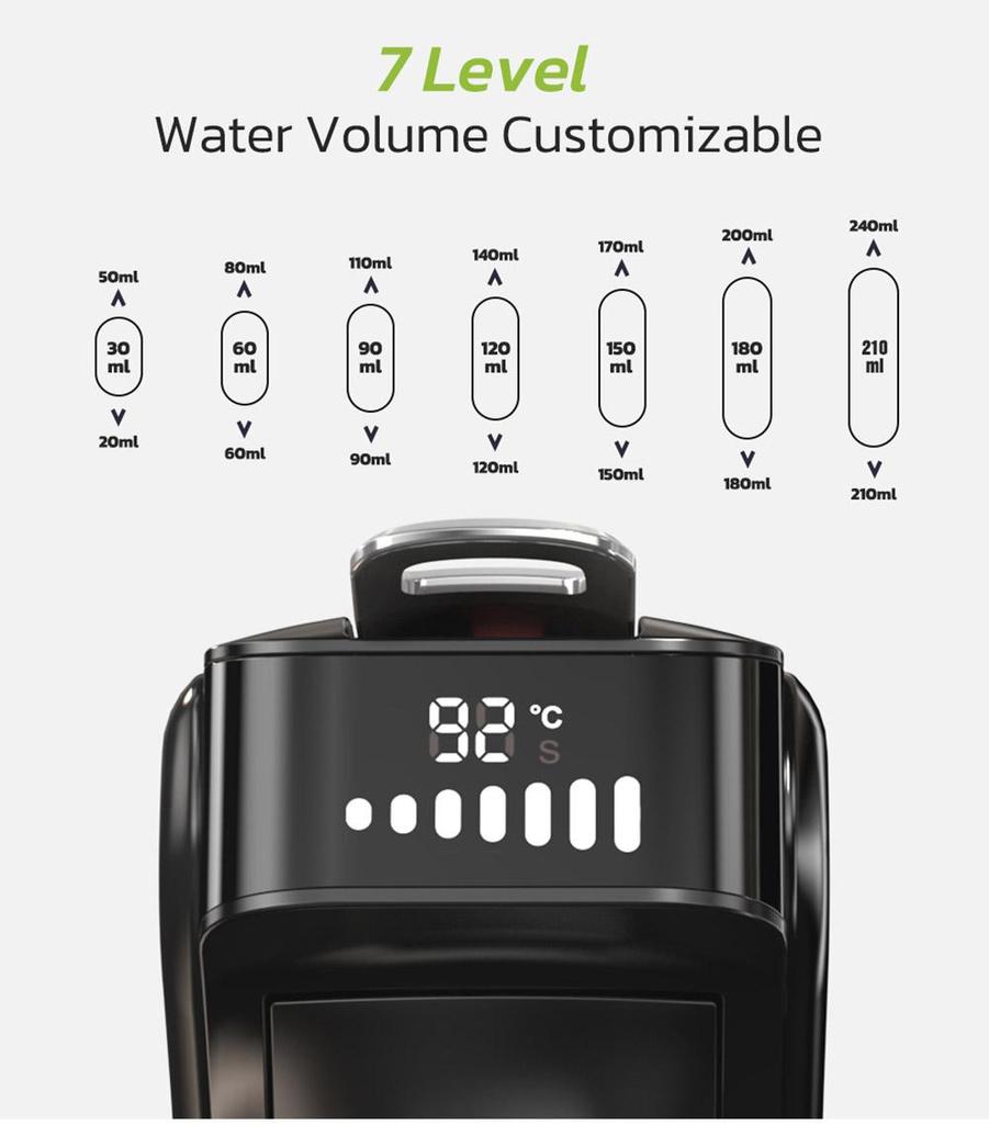 HiBREW Капсульная кофеварка H1B 5 в 1, резервуар для воды 600 мл, давление экстракции 19 бар, режим холодной/горячей воды, светодиодный индикатор - вилка европейского стандарта