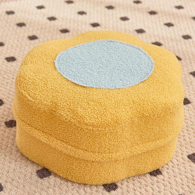 Чехол для пуфа Comfort из овечьей шерсти/кожи PU с переносной ручкой, японский пуф, напольная подушка для сиденья (БЕЗ внутреннего наполнения)