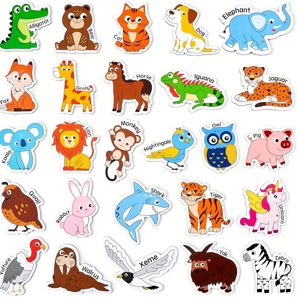 26 Pieces of Animal Magnetic Stickers - Large Area Full Back Design, Durable PVC Magnetic Stickers