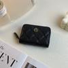 Classic Genuine Leather Card Holder Branded Style Caviar Coin Purse Without Logo Cowhide Women Card Bag Diamond Quilted Camellia