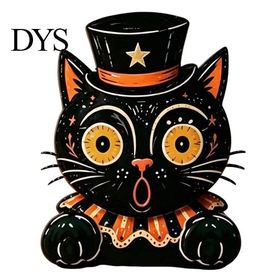 Деревянная фигурка кошки, Винтажная фигурка на Хэллоуин, Деревенская фигурка ведьмы, зомби, совы, лягушки, Маленькое деревянное украшение для стола, Украшение для многоуровневой полки в стиле кантри