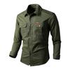 Men's Tooling Long Sleeve Shirt Classic Loose 100% Cotton Cargo Jacket Autumn Brand Male Business Casual Shirts