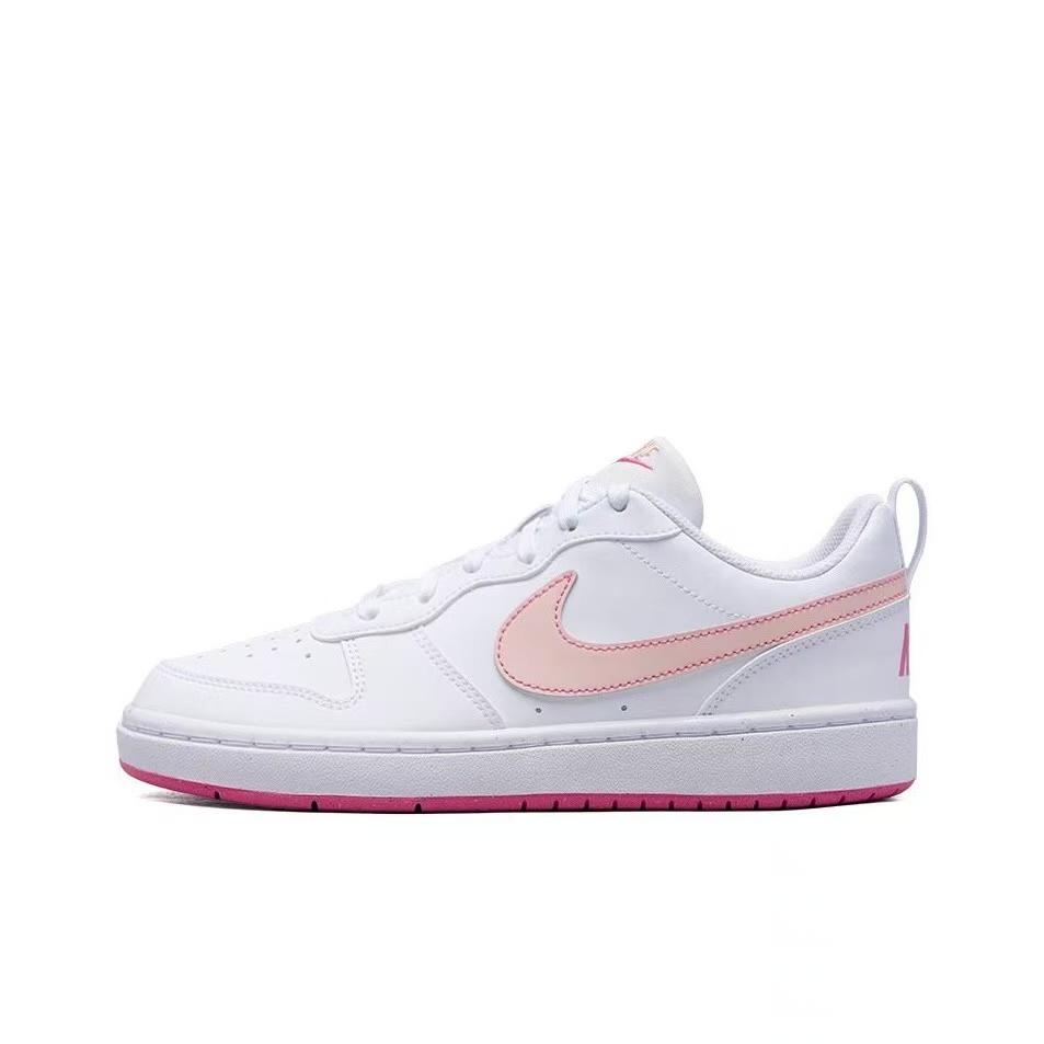 Nike Court Borough Peach Blossom Abrasion Resistant Slip Resistant Low top Skateboard Shoes Women's White Pink DV5456-111(Team1887-)