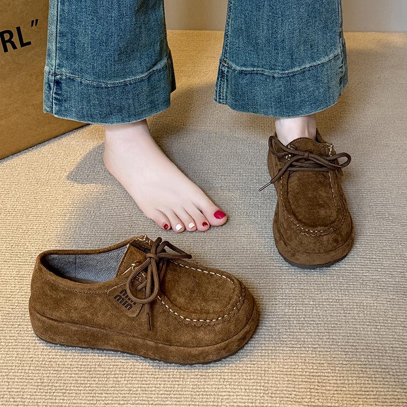 Женские туфли-кенгуру на одной педали, новинка 2025 года, взрывной стиль ранней осени, ленивые повседневные модные универсальные одинарные туфли