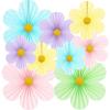 9Pcs/Set Floral Pom Poms Wall Hanging Banner Pink Paper Fans  Birthday Baby Wedding Party Decoration