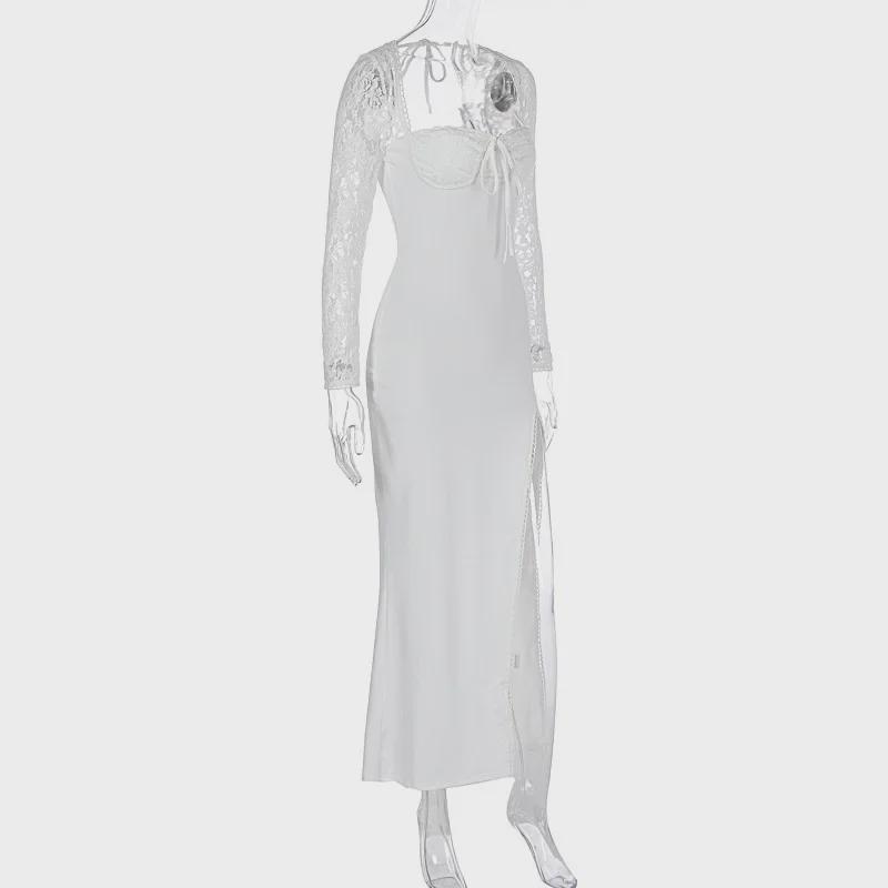 Женское сексуальное платье на шнуровке с разрезом, осень 2024 г.