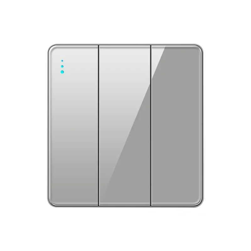 EU RU UK Standard 1/2 Way Wall Light Switch Luxury Full Tempered Glass Panel ON OFF Power Push Button Switch1/2/3/4 Gang Type 86