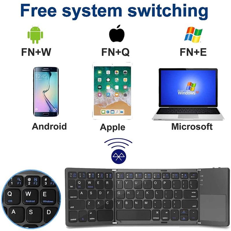 Портативная складная мини-клавиатура Bluetooth с тачпадом для Windows Android IOS Планшета iPad Телефона