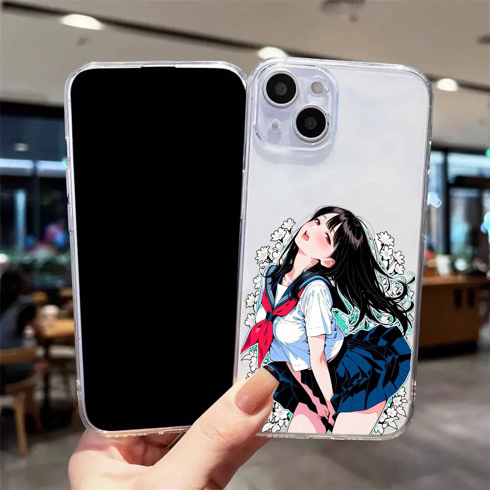 Милая аниме-девушка Роскошный прозрачный чехол для телефона для iPhone 17 16 15 Pro Max 14 13 12 11