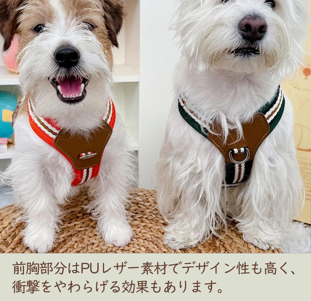 Paipeper Dog Harness for Small and Medium with Chest Easy To Put Stylish for Walks Dogs, Pad, Anti-Pulling, Adjustable, On, (Striped Tape, Green, XS)