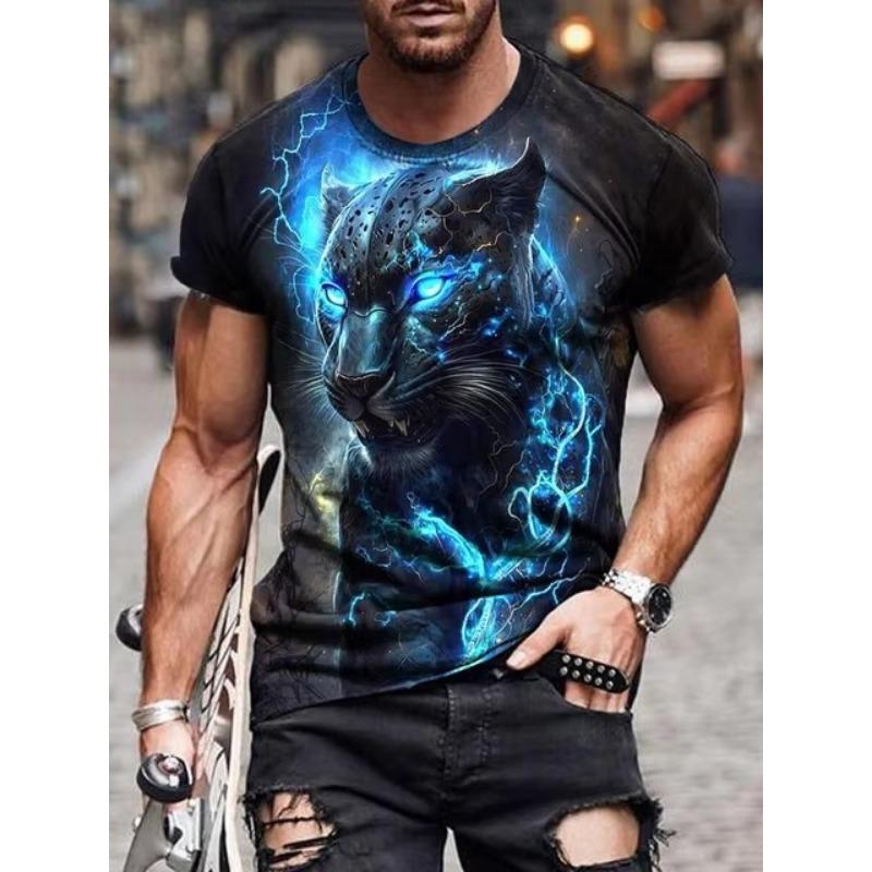 3D Dragon Print Fashion Мужская футболка Повседневная мужская с коротким рукавом Летняя уличная мужская футболка для фитнеса и спорта