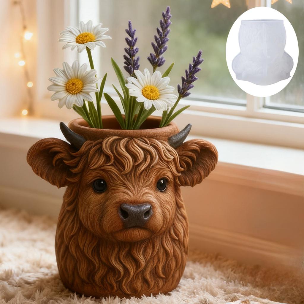 Маленький цветочный горшок в виде горной коровы, форма из смолы, форма для кашпо в виде животного, силиконовая форма, мини-форма для украшения дома и офиса