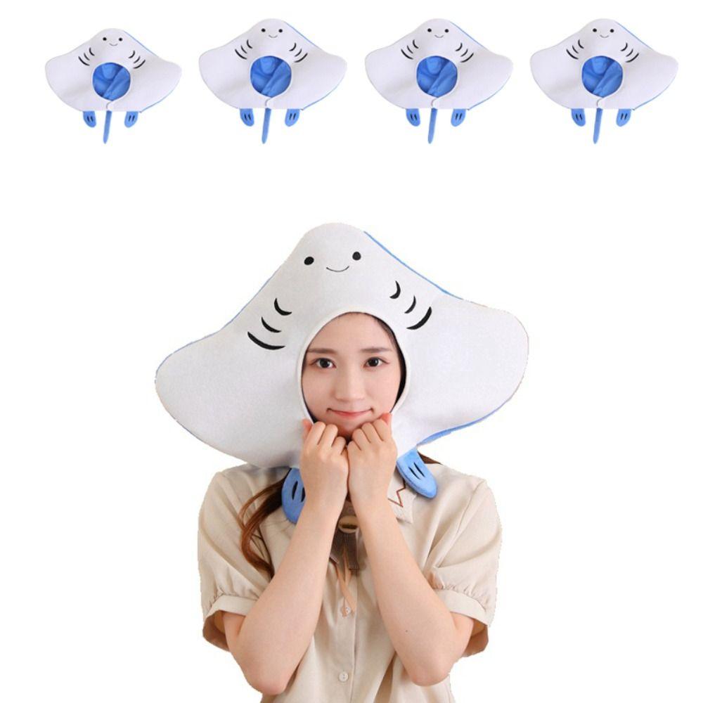 Fish Shape Cartoon Fish Headgear Cute Plush Hat Stingray Costume Hat Halloween Cosplay