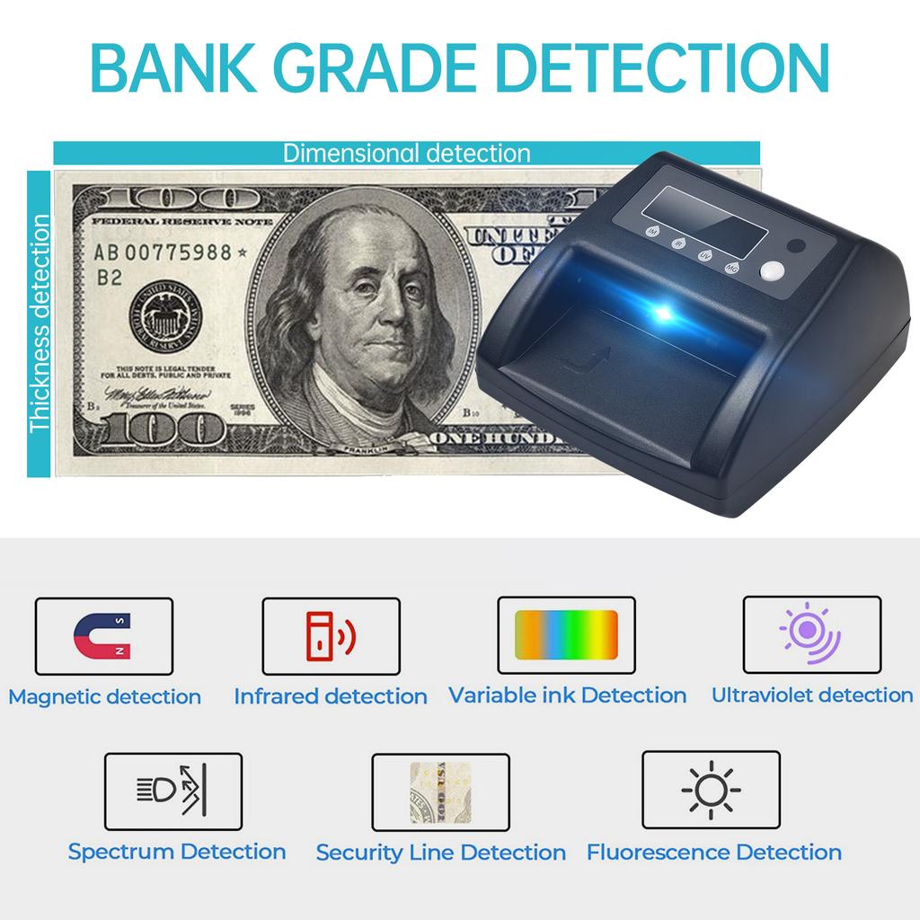   UV Counterfeit Bill Detector EUROCelsiusUSDCelsiusGBP Money Counter Automatic Money Detection By UV MG IR Image Paper Quality Size Thickness Suit