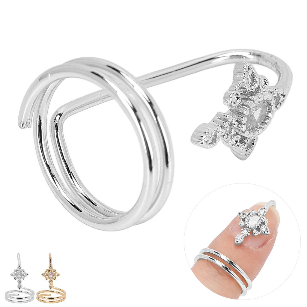 Women Finger Nail  Electroplated Copper Fashionable Fingernail Rings Nail Art Accessory