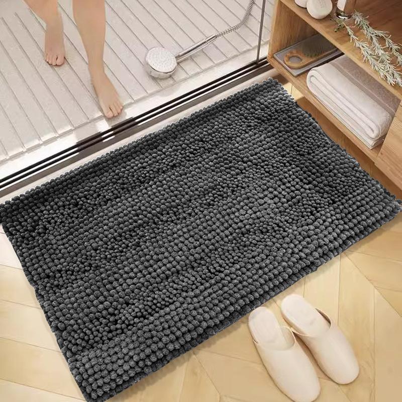 Solid Color Bathroom Absorbent Chenille Floor Mat Bathroom Door Mat Bathroom Non-slip Mat Toilet Door Blanket