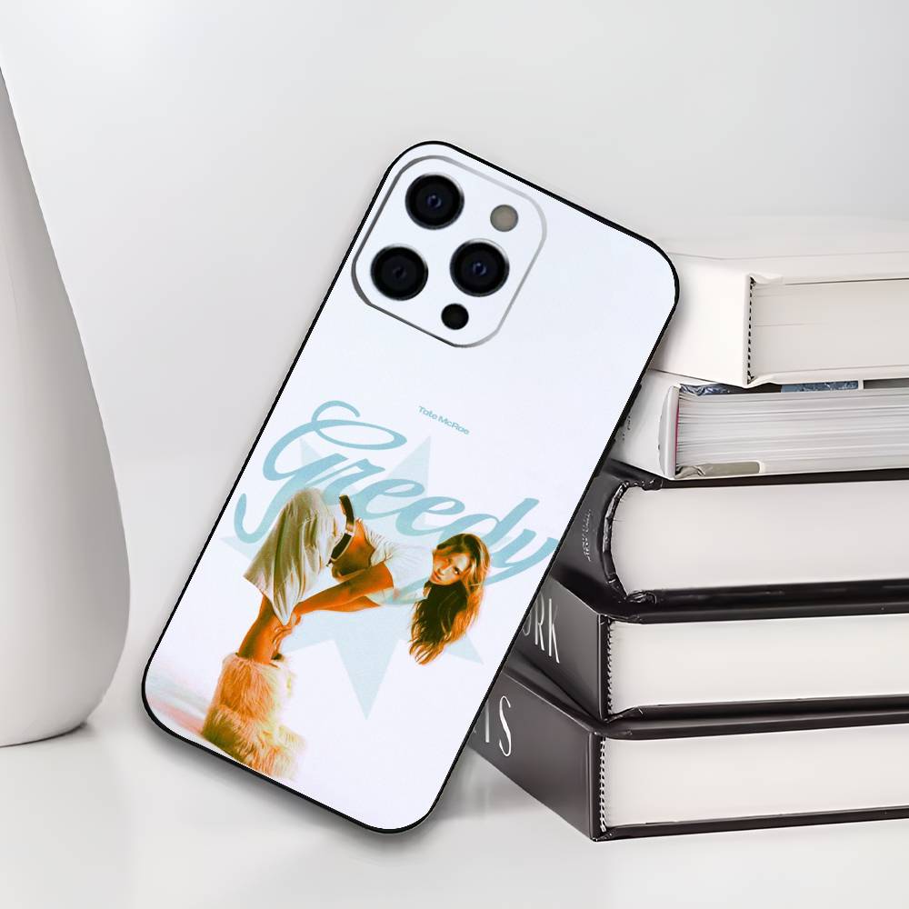 T-Tate McRae Singer Phone Case For iPhone 17,16,15,14,13,12,11 Plus,Pro Max,XS,Soft Silicone Black Cover