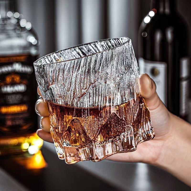 Стеклянный бокал для виски Black Ice Luxury с чеканным узором - Высокоэстетичный креативный винный бокал для KTV