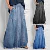 Plus Size Women Spring and Autumn Fashion Skirt Solid Color High Waist Casual Ankle-Length Denim Skirts