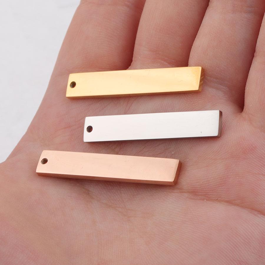 Прямоугольный зеркальный кулон из нержавеющей стали, глянцевая бирка своими руками, 2x6x35 мм