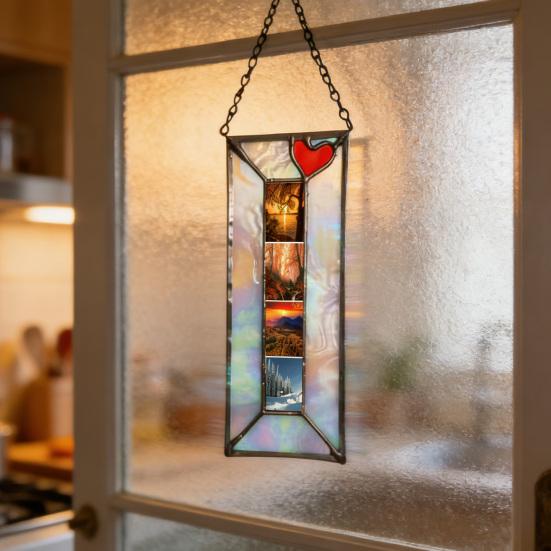 Рамка для фотобудки из витражного стекла ручной работы, винтажная вертикальная рамка для фотополоски на 4 фотографии, изготовленная вручную с использованием медной фольги, подарок на память