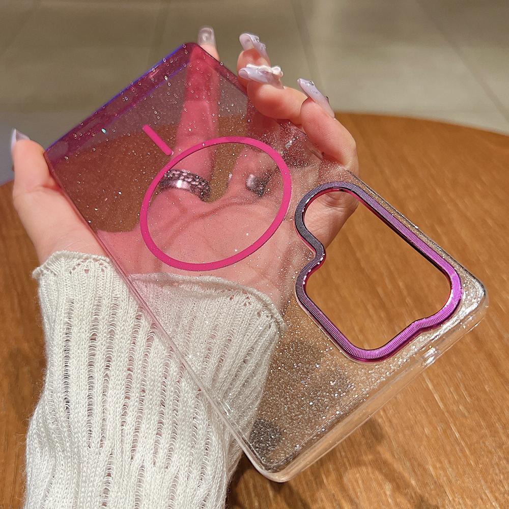 KEYSION Роскошный градиентный блестящий магнитный чехол для телефона для Samsung S22 S23 S25 Ultra S25+ Edge S24 FE Беспроводная зарядка Противоударный чехол