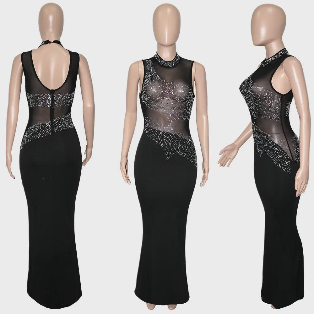 Women's Rhinestone Sleeveless Evening Dress