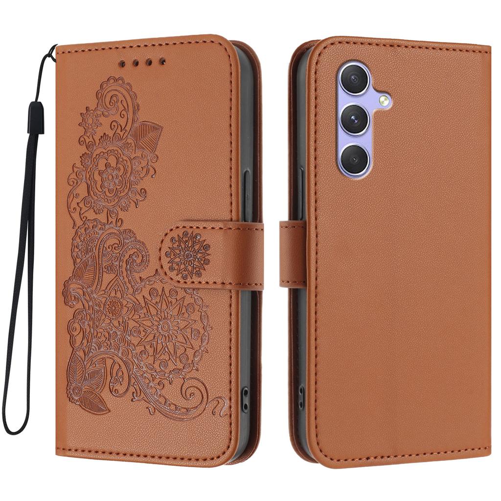 For Samsung Galaxy A54 5G Phone Cases Mandala Flower Leather Wallet Mobile Cover with Strap