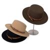 Elegant Felt Hat British Style Women Jazz Hat Trendy Woolen Flat Top Hat  Autumn