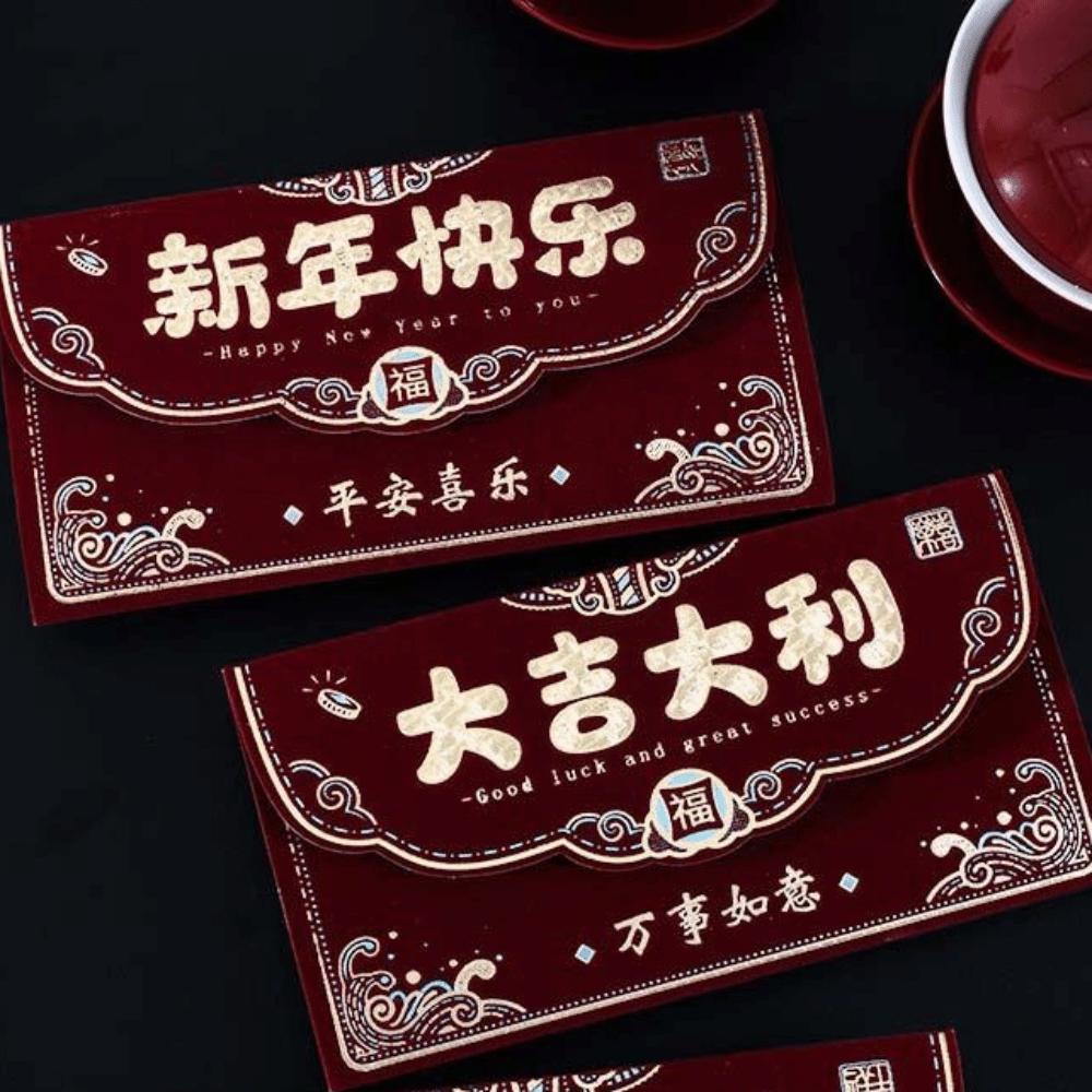 Flocking Lucky Money Envelopes Art Paper Money Envelope Creative Red Packet Spring Festival