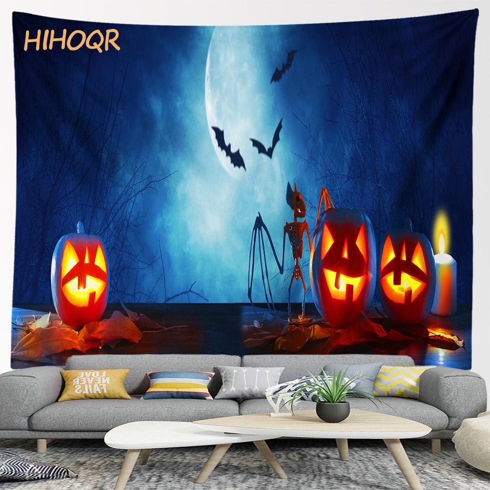 Счастливый Хэллоуин Тыквенный Гобелен Настенный Бохо Украшение Комнаты Большой Ткань Эстетический Домашний Фон Для Вечеринки