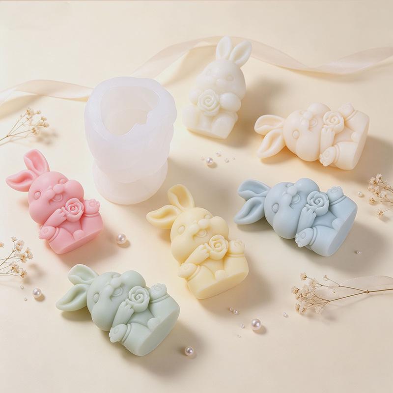 Silicone Mold for Bunny DIY Candle & Plaster Resin Casting - Cute Cartoon Bunny Home Decor