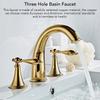 Смеситель с двумя ручками, раздельный смеситель с двумя ручками, полностью медный смеситель для раковины с тремя отверстиями, европейский смеситель для раковины в ванной комнате
