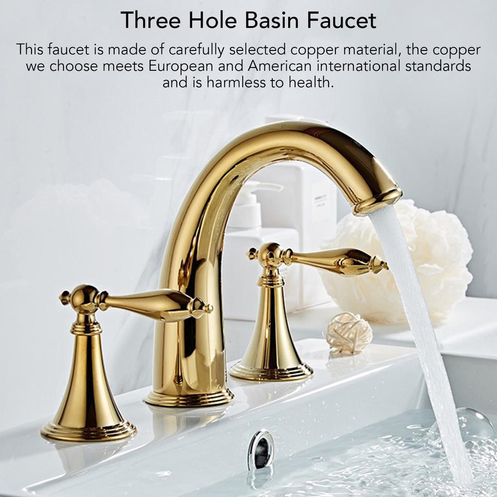 Смеситель с двумя ручками, раздельный смеситель с двумя ручками, полностью медный смеситель для раковины с тремя отверстиями, европейский смеситель для раковины в ванной комнате