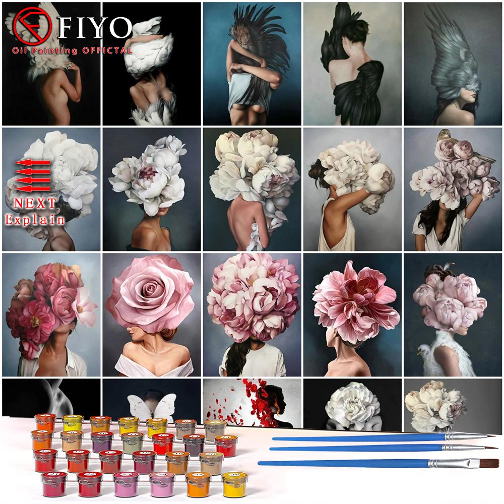 40x50cm Oil Painting By Numbers Flower Women DIY Paint By Numbers Girl On Canvas Home Decoration Diy Frame Digital Painting