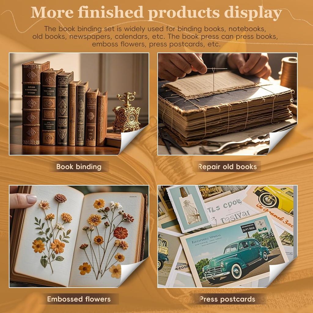 All-in-One Bookbinding Kit with Wooden Press,Tools & Thread