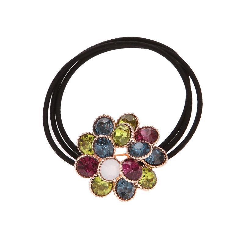 Korean Rhinestone Floral Hair Ring, Simple Elastic Band, Mori Girl Style Headdress