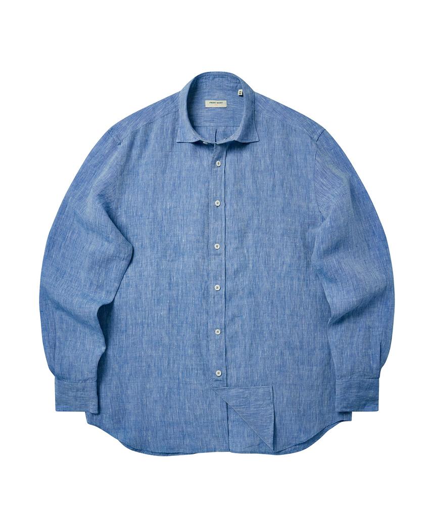 PRODESHIRT [Обычный] L-420 Премиальная рубашка из льна и хлопка (Ocean Blue)